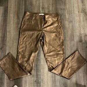 Copper faux leather stretchy jeans